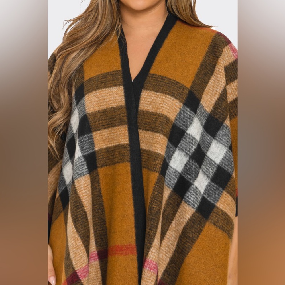 #119 Chic Plaid Poncho - Picture 6 of 7